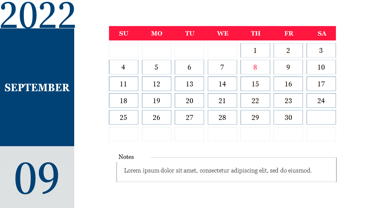 2022 September Calendar Template